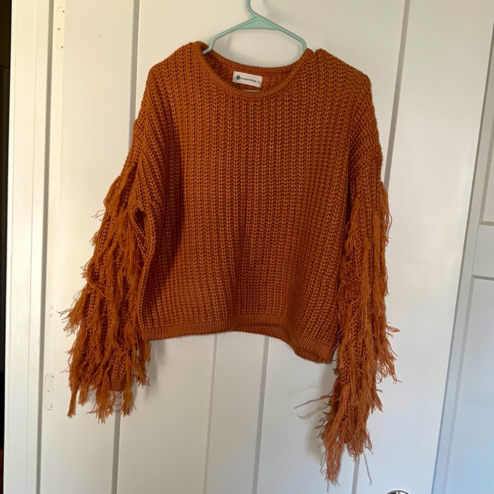 Impeccable Pig Mauve/Rust Fringe Sweater